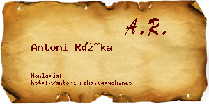Antoni Réka névjegykártya