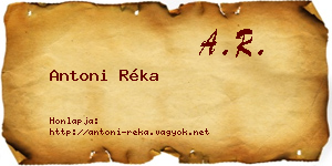 Antoni Réka névjegykártya